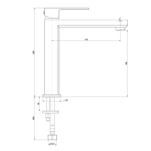 Смеситель для раковины Paini Grazia без донного клапана, средний