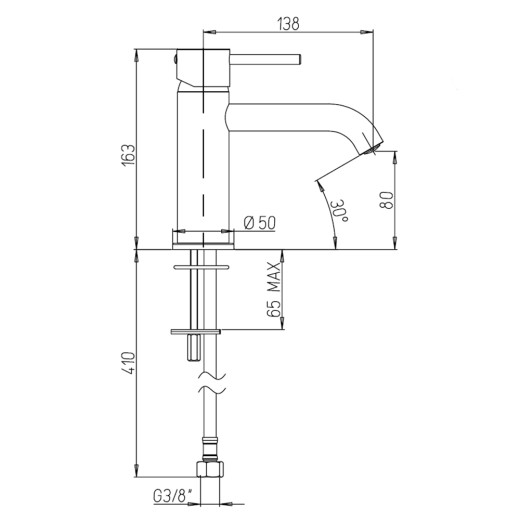 Смеситель для раковины PAINI Cox, удлиненный излив,  черный матовый PVD