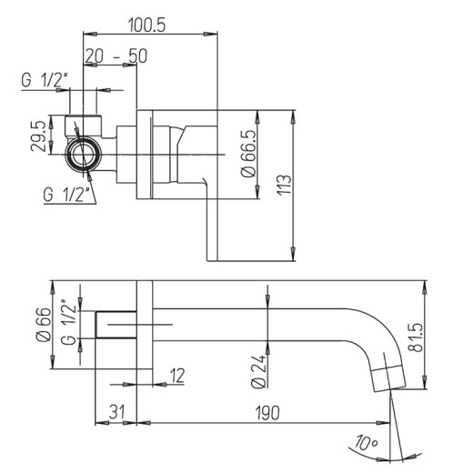 Смеситель для раковиныны PAINI Arena, встраиваемый, черный