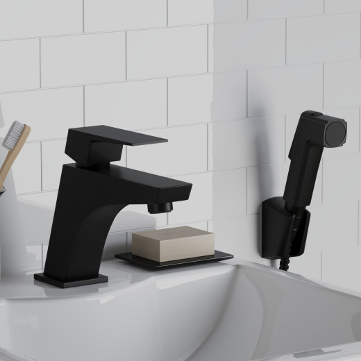 Смеситель для раковины Paini Torre с гигиеническим душем, черный