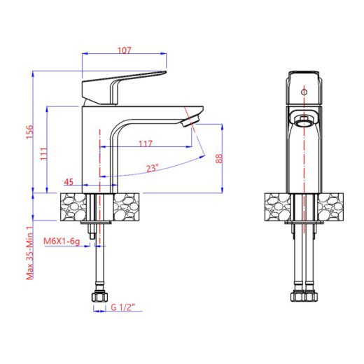 Смеситель для раковины Paini Viva Style без донного клапана, черный