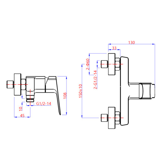 Смеситель для душа Paini Viva Style без аксессуара