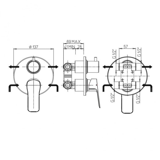 Смеситель для ванны PAINI Viva Style встраиваемый, хром
