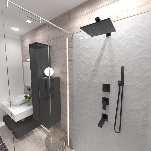 Смеситель для душа Paini Grazia встраиваемый, PVD матовый черный