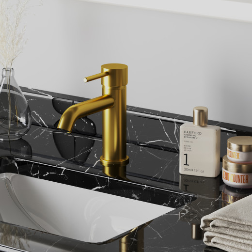 Смеситель для раковины PAINI Cox, удлиненный излив, матовое золото PVD