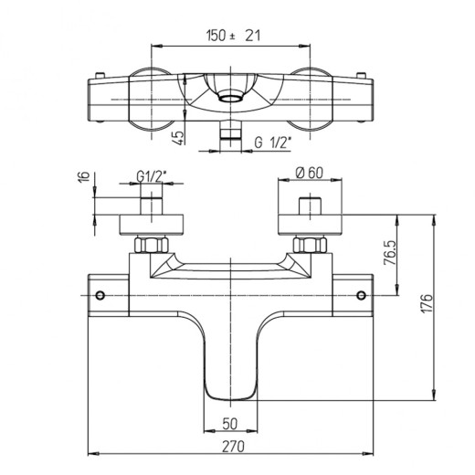 Смеситель для ванны Paini Nove с термостатом, хром