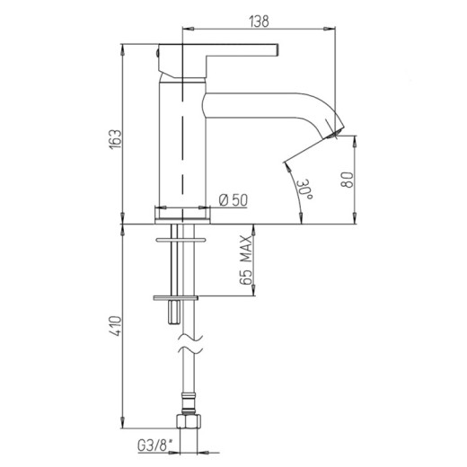 Смеситель для раковины Paini Brera без донного клапана, хром