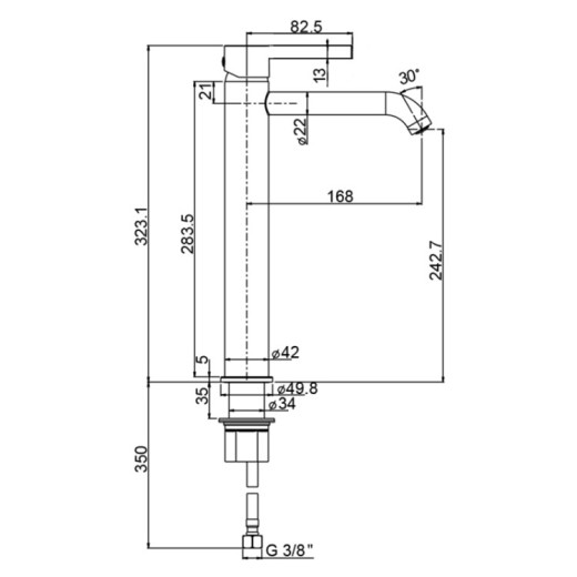 Смеситель для раковины Paini Brera без донного клапана, высокий, хром