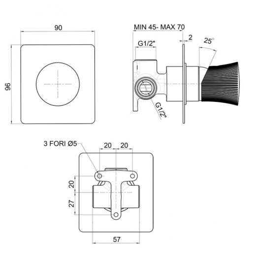 Смеситель для душа Paini Domus встраиваемый, хром