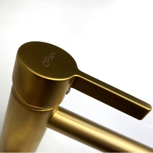 Смеситель для раковины Paini Brera без донного клапана, высокий, матовое золото PVD