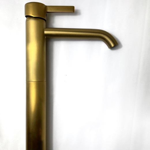 Смеситель для раковины Paini Brera без донного клапана, высокий, матовое золото PVD