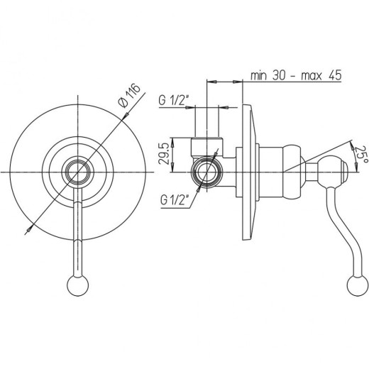 Смеситель для душа Paini Duomo встраиваемый, матовое золото PVD