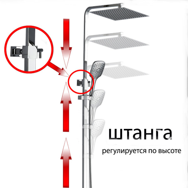 Turia Чёрный матовый. Душевая система со смесителем SDI-1808