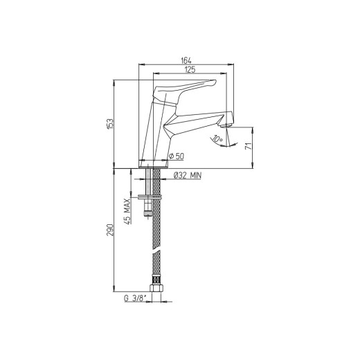 Смеситель для раковины Paini Bios без донного клапана