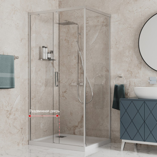 Душевое ограждение 120х80 см Paini Dax, прямоугольное, раздвижное, универсальное, хром