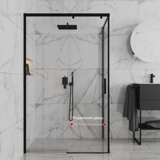 Душевое ограждение 120х80 см Paini Dax, прямоугольное, раздвижное, универсальное, черный