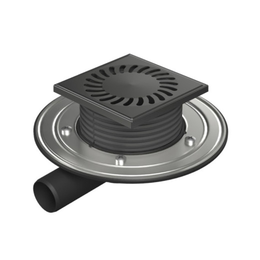 Душевой трап с решеткой Paini 125х125 мм, черный матовый