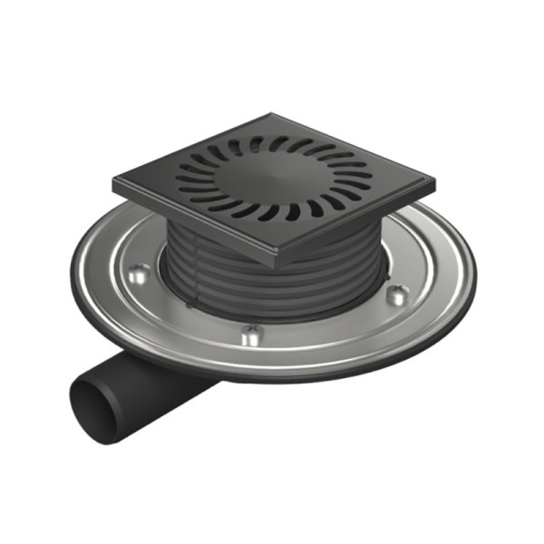 Душевой трап с решеткой Paini 125х125 мм, черный матовый