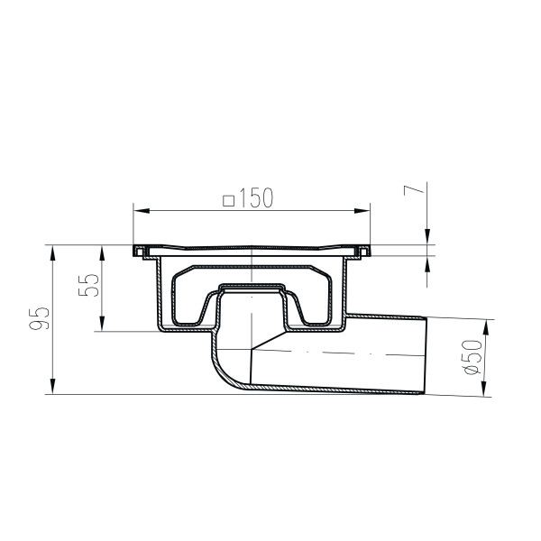 Душевой трап с решеткой Paini 150х150 мм, Нептун