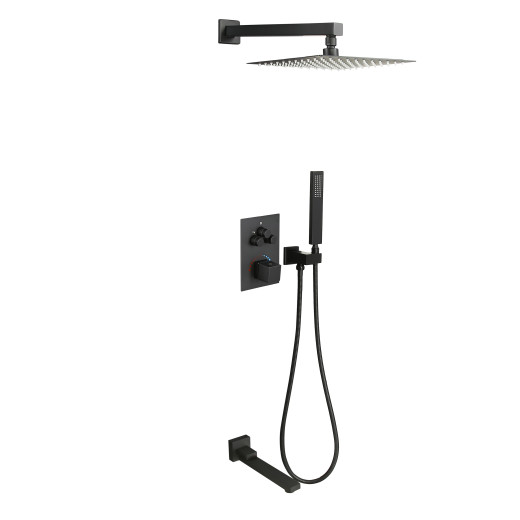 Khabur Встраиваемый душевой комплект с термостатом 3 режима TVZ-0897 Чёрный