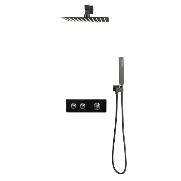 Olef Встраиваемый душевой комплект с термостатом 2 режима TVZ-0898 Чёрный