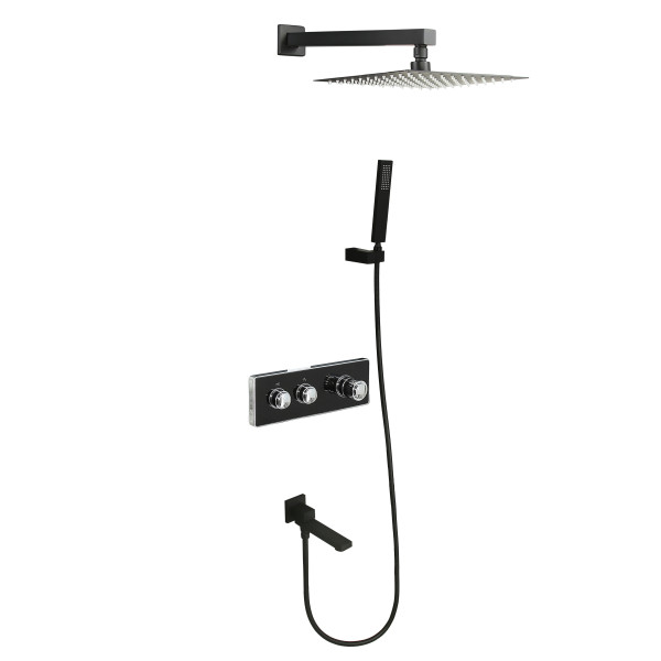 Stora Встраимаемый душевой комплект с термостатом 3 режима TVZ-0899 Чёрный