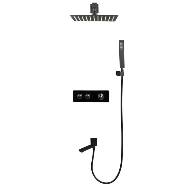 Stora Встраимаемый душевой комплект с термостатом 3 режима TVZ-0899 Чёрный