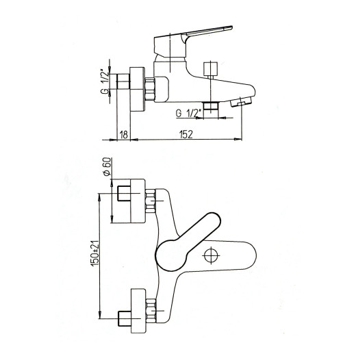 Смеситель для ванны PAINI Bios U, хром CROMO3 (CR)