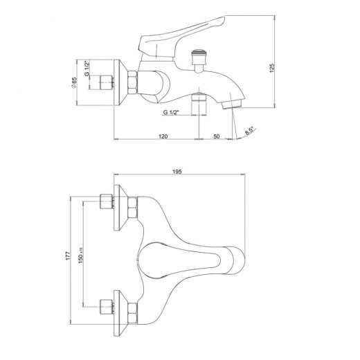 Смеситель для ванны PAINI Bios, хром CROMO3 (CR)