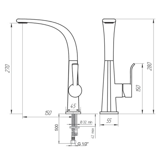 Смеситель для кухни PAINI Serena, хром