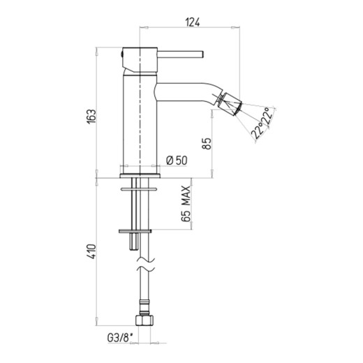 Смеситель для биде PAINI Cox без донного клапана, черный матовый PVD (PZ)