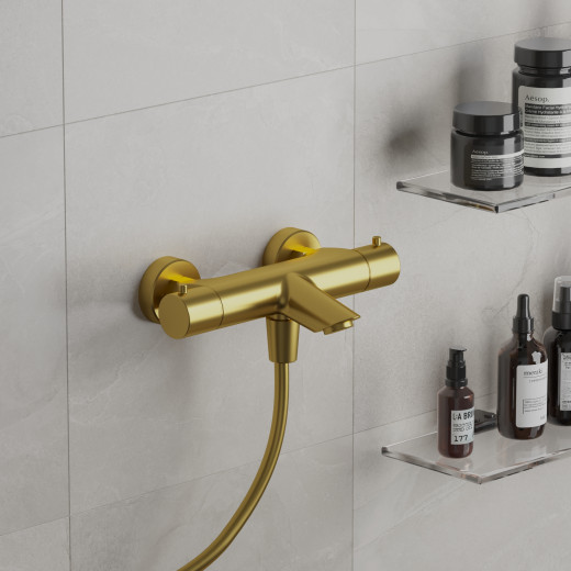 Смеситель для ванны и душа PAINI Cox термостат, матовое золото PVD (PJ)