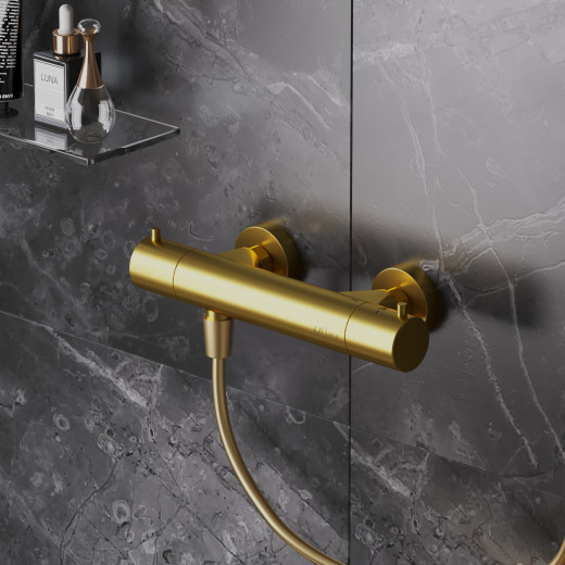 Смеситель для душа PAINI COX без аксессуара, с термостатом, матовое золото PVD (PJ)