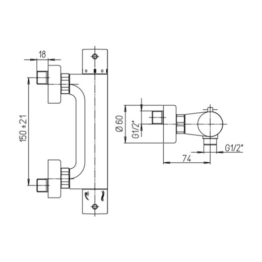 Смеситель для душа PAINI COX без аксессуара, с термостатом, матовое золото PVD (PJ)