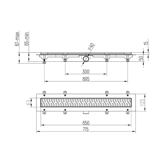 Душевой лоток с рамкой Paini Harmony  650 мм