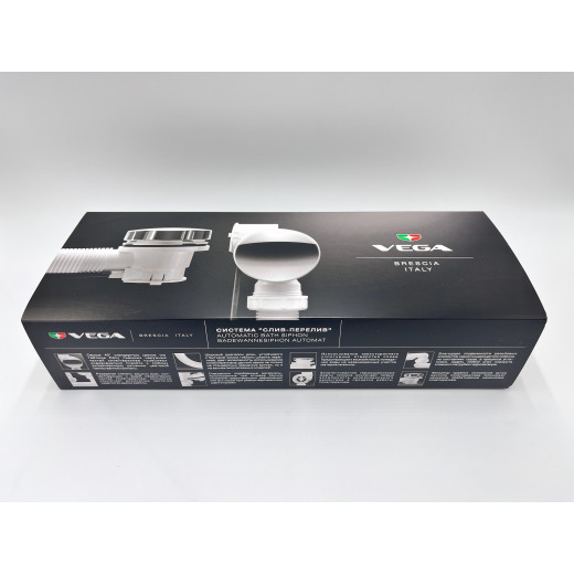 Слив перелив п/автомат Vega V55R 60см WHITE глянец  эко