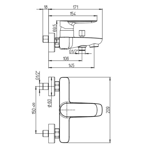 09BY111LMKM Nove Смеситель для ванны, белый