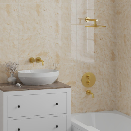 Смеситель для душа PAINI Cox встраиваемый с термостатом, матовое золото PVD