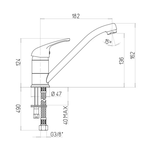 Смеситель для кухни, PAINI Jolly, GRANITE AVENA