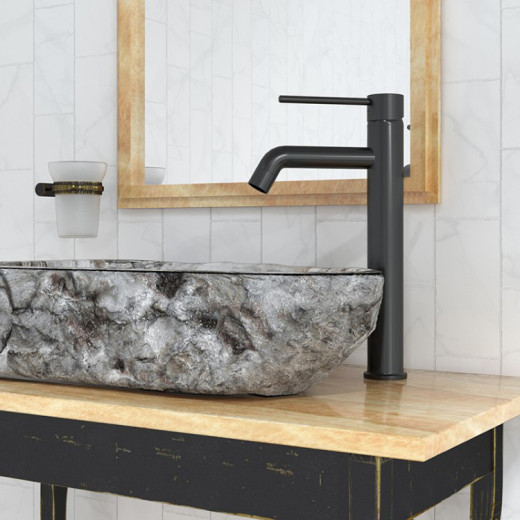 Смеситель для раковины Paini Cox без донного клапана, высокий, черный брашированный PVD