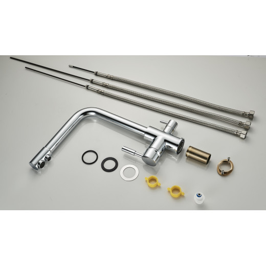 Izer Хром. Смеситель для кухни с подключением фильтра для воды AS-875-06