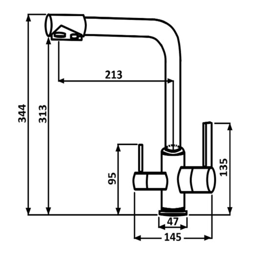 Izer Хром. Смеситель для кухни с подключением фильтра для воды AS-875-06