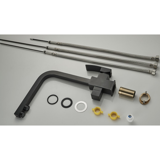 Rona Чёрный. Смеситель для кухни с подключением фильтра для воды AS-875-05