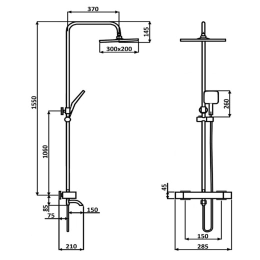 GaLaxy Хром. Душевая система с термостатом SDI-1803