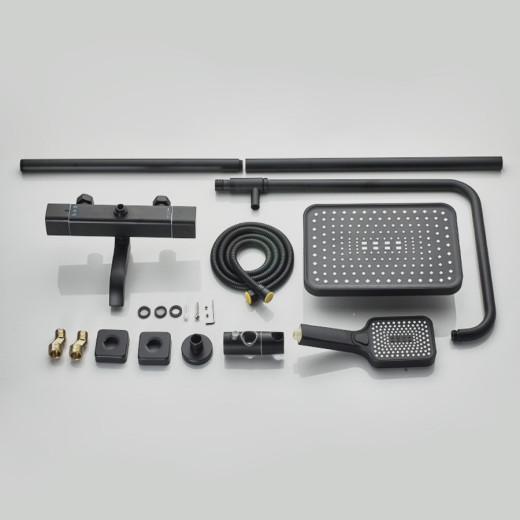 GaLaxy Чёрный матовый. Душевая система с термостатом SDI-1801