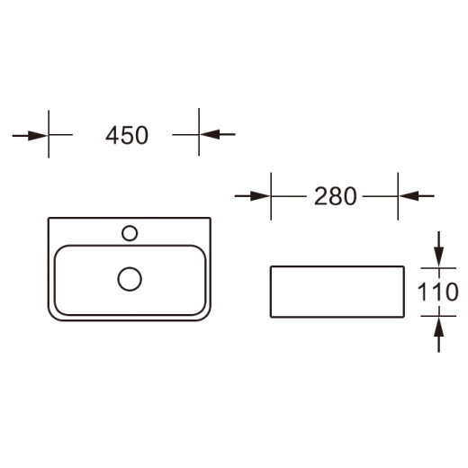 MU0072B-GW Раковина накладная, белый глянец, без перелива