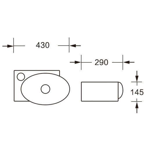 MU058A-GW Раковина белый глянец, с переливом, LEFT