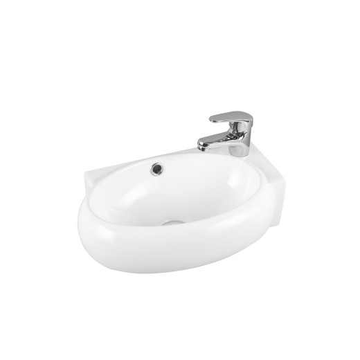 MU058B-GW Раковина белый глянец, с переливом, RIGHT