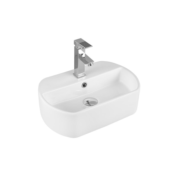 MU7023-GW Накладная раковина, белый глянец, с переливом