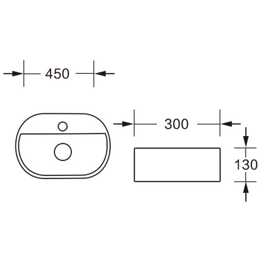 MU7023-GW Накладная раковина, белый глянец, с переливом